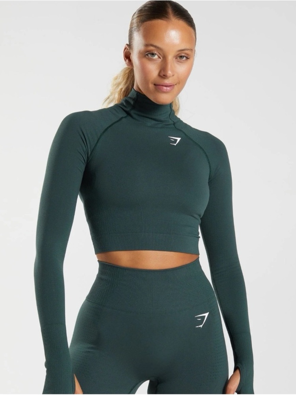 Gymshark Dark Teal Long Sleeve Crop Top